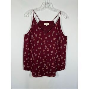 001 -- Loft tank racerback sheer small floral detail colorful top size medium